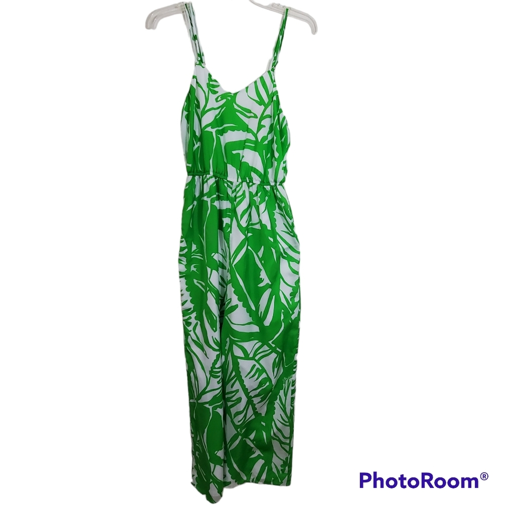 Lilly Pulitzer Target Boom Boom Jumpsuit Green White Floral Preppy Beachy XS